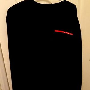 Prada Black Tee with Red Accent